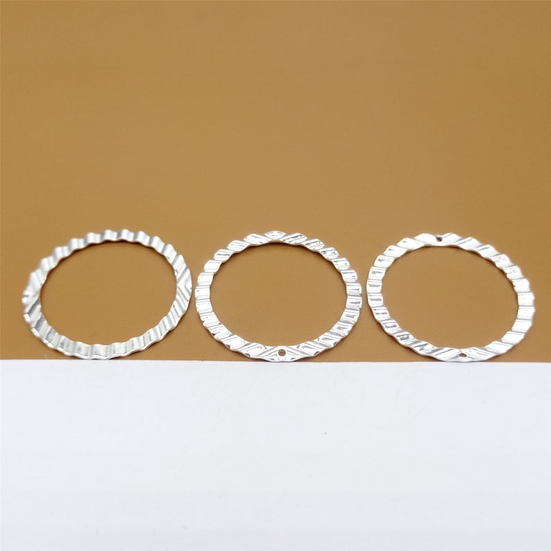 925 Silver Circle Jump Ring Connector for Bracelet Necklace 8 Sterling Silver Closed Round Jump Rings Hammered Type