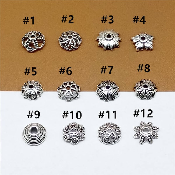 10 capuchons en argent sterling, capuchons en argent 925 pour bracelet, capuchons en argent 925, cales d'espacement