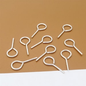 40 Sterling Silver Eye Pins, Peg Bail, 925 Silver Eye Pin, Eyepins for Earring, Earring Component, Earring Pin, Wire 20 Gauge(0.8mm)
