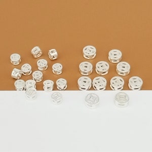 20 Sterling Silver Coin Beads 2-Sided, 925 Silver Small Money Bead, Chinese Coin Bead, Wealth Bead, Bracelet Bead, Necklace Bead 3mm 4mm