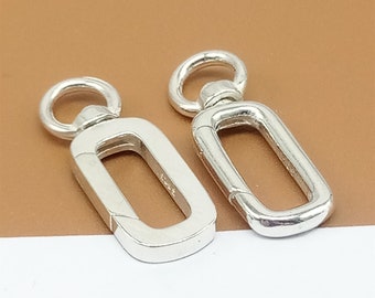 2 Sterling Silver Swivel Push Clasps, 925 Silver Gate Clasp, Hinged Ring Clasp, Spring Gate Clasp, Necklace Holder Clasp, Bracelet Clasp