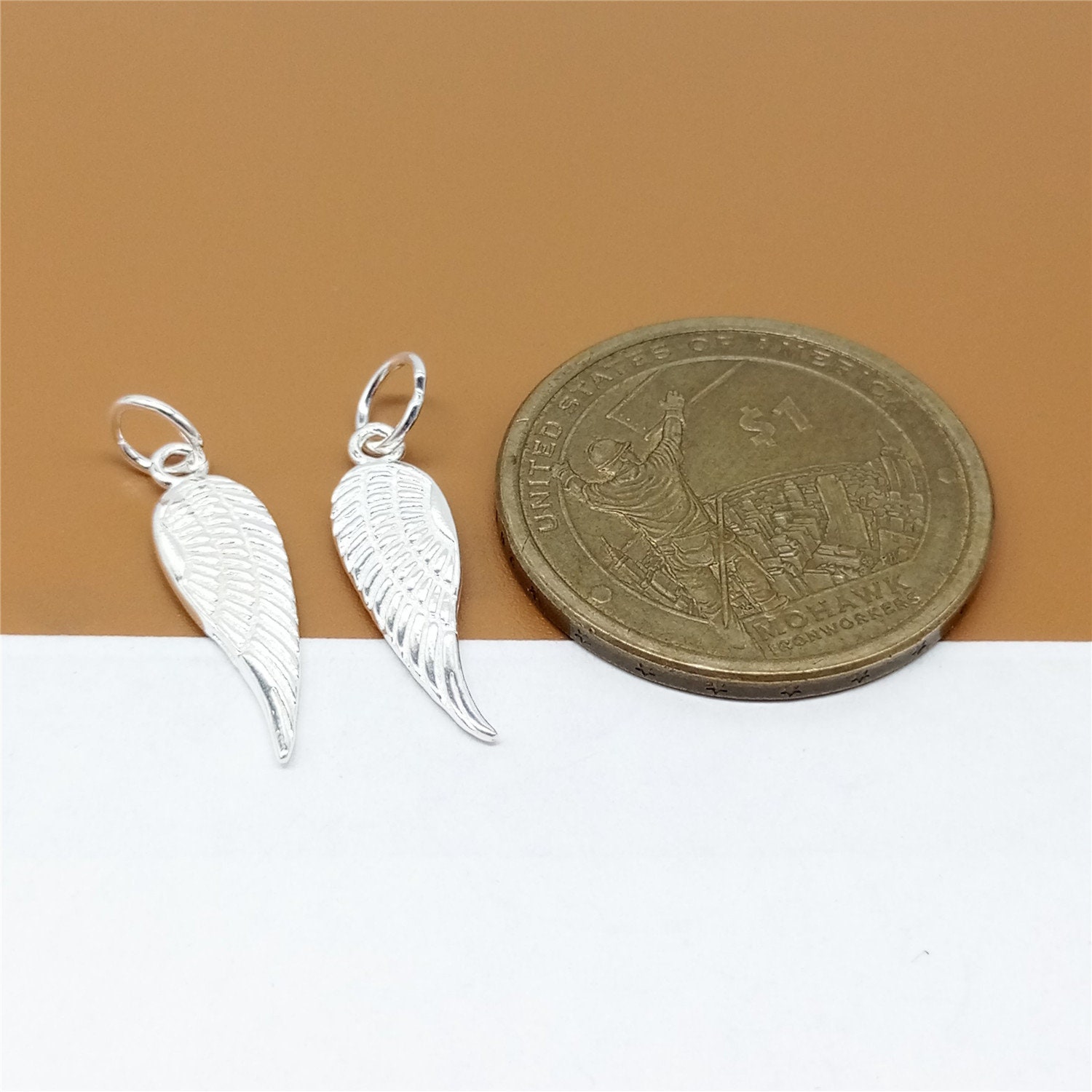 Ciondolo Piccola Ala D'angelo In Argento Sterling .925, Charm Con Anello Salto, Gioiello Fai Da Te