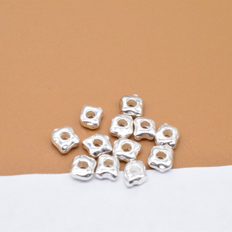 20 Sterling Silver Irregular Beads, 925 Silver Shiny Spacer Bead, Irregular Bead, Bracelet Bead, Necklace Bead 4.5mm 6mm 4.5mm(20 pieces)