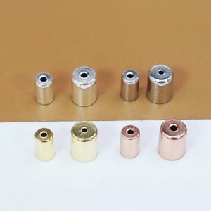20 Sterling Silver Leather Cord End Caps, 925 Silver Gold Plated End Cap, Rhodium Plated Cord Cap for Bracelet, Fit Cord Size 2mm, 3mm