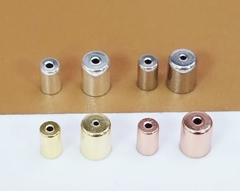 10 Sterling Silver Leather Cord End Caps, 925 Silver Gold Plated End Cap, Rhodium Plated Cord Cap for Bracelet, Fit Cord Size 2mm, 3mm