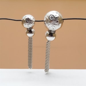 Sterling Silver Om Tassel Charms for Necklace, Tassel for Bracelet, 925 Silver Om Charm for Buddhism Buddhist