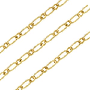 14K Gold Filled 1+1 Link Figaro Chain 1.5mm, Gold Filled Long & Short Chain, Unfinished Figaro Chain Footage 3.28ft(about 1 meter)