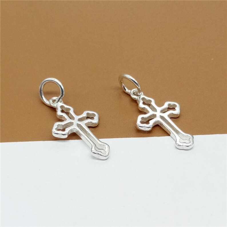 5 Sterling Silver Tiny Cross Charms Sterling Small Cross Etsy