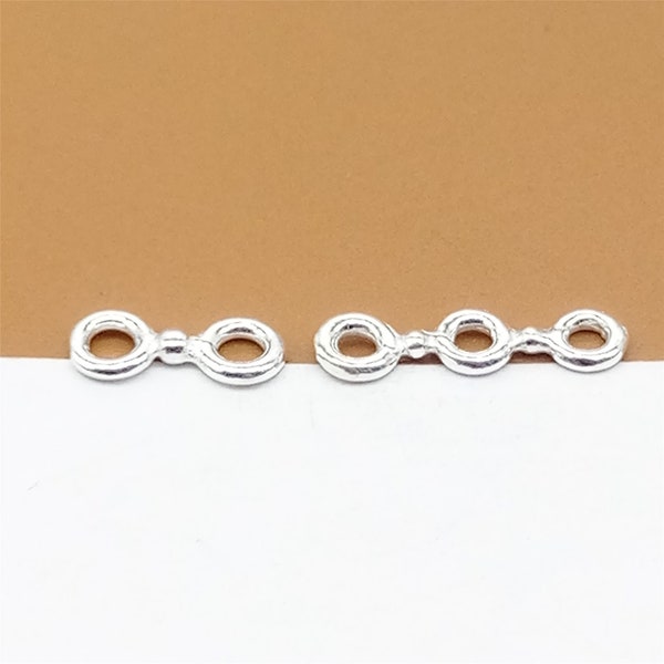 30 Sterling Silver Small Bar Bead Spacers, 2 Hole Bead, 3 Hole Bead, 925 Silver Bracelet Spacer Beads, Hole 1mm For Beading Jewelry