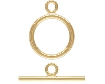 14K Gold Filled Toggle Clasps, Gold Filled Ring Toggle, Bracelet Clasp, Necklace Clasp, Circle Toggle Clasp, Round Toggle Clasp