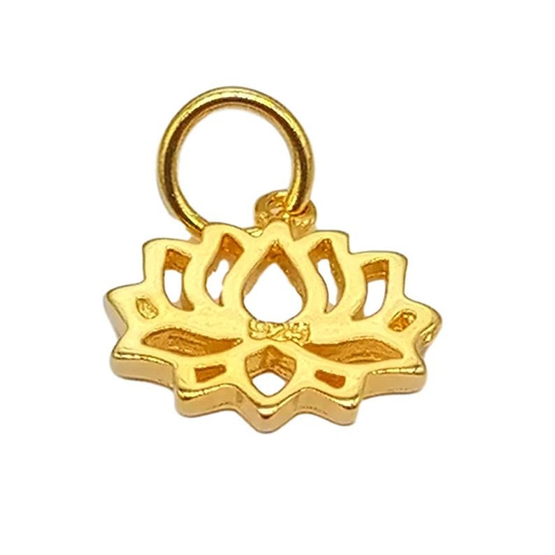 2pcs 18K Gold Vermeil Style Lotus Charms 2-Sided 18K Gold Plated over 925 Sterling Silver Lotus Flower Charm for Yoga Meditation Necklace