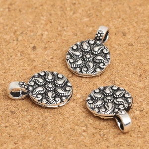 2 Sterling Silver Round Mala Counter with Great Details, Sterling Mala Counter, Sterling Bum Counter, Sterling Bum Counter Clip
