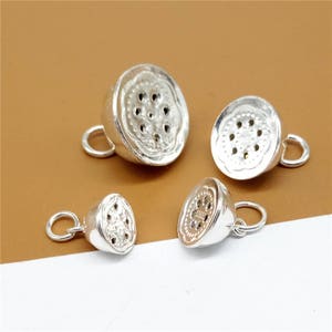 Sterling Silber Lotus Charme, Sterling Lotus Charme, 925 Silber Lotus Charme, für Sterling Lotus Halskette, Sterling Lotus Anhänger