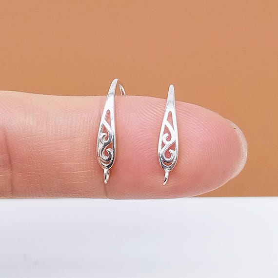 Sterling Silver Spiral Water Drop Earring Hooks w/ Closed Jump Ring, 925 Silver Spiral Earring Wire, Ear Hook, Earring Component