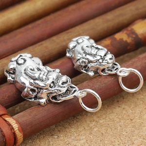 2 Charms Pi Xiu de plata de ley, Charm Pi Xiu de la fortuna de plata 925, Colgante Pi Xiu, Charms Kylin, Charm de budismo, Charm para collar