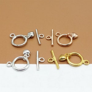 4 Sterling Silver Heart Drop Toggle Clasps, 925 Silver Toggle Clasp, Gold Plated Toggle Clasp, Rhodium Plated Bracelet Necklace Toggle Clasp