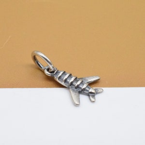 8 Sterling Silver Airplane Charms, 925 Silver Oxidized Aircraft Charm, Plane Charm, Travel Charm, Jet Plane, Bracelet Charm, Necklace Charm