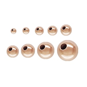 14K Rose Gold Filled Seamless Round Ball Beads 2mm 2.5mm 3mm 4mm 5mm 6mm 8mm 10mm 12mm, Gold Filled Ball Beads, Bulk Bracelet Necklace Beads