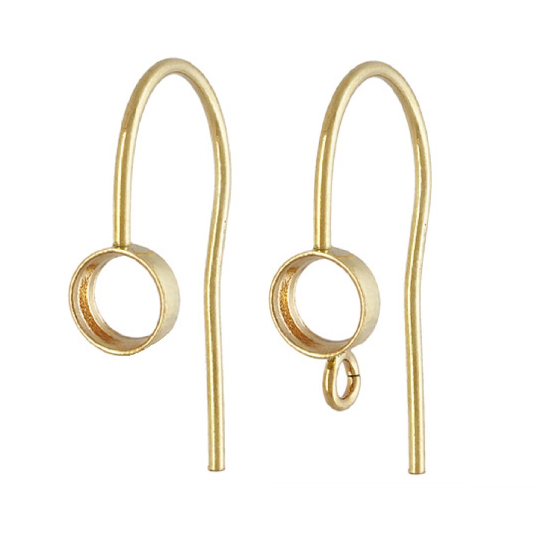 14K Gold Filled Bezel Ear Wires, Gold Filled Bezel Earring Wire, Ear Wire With Open Ring