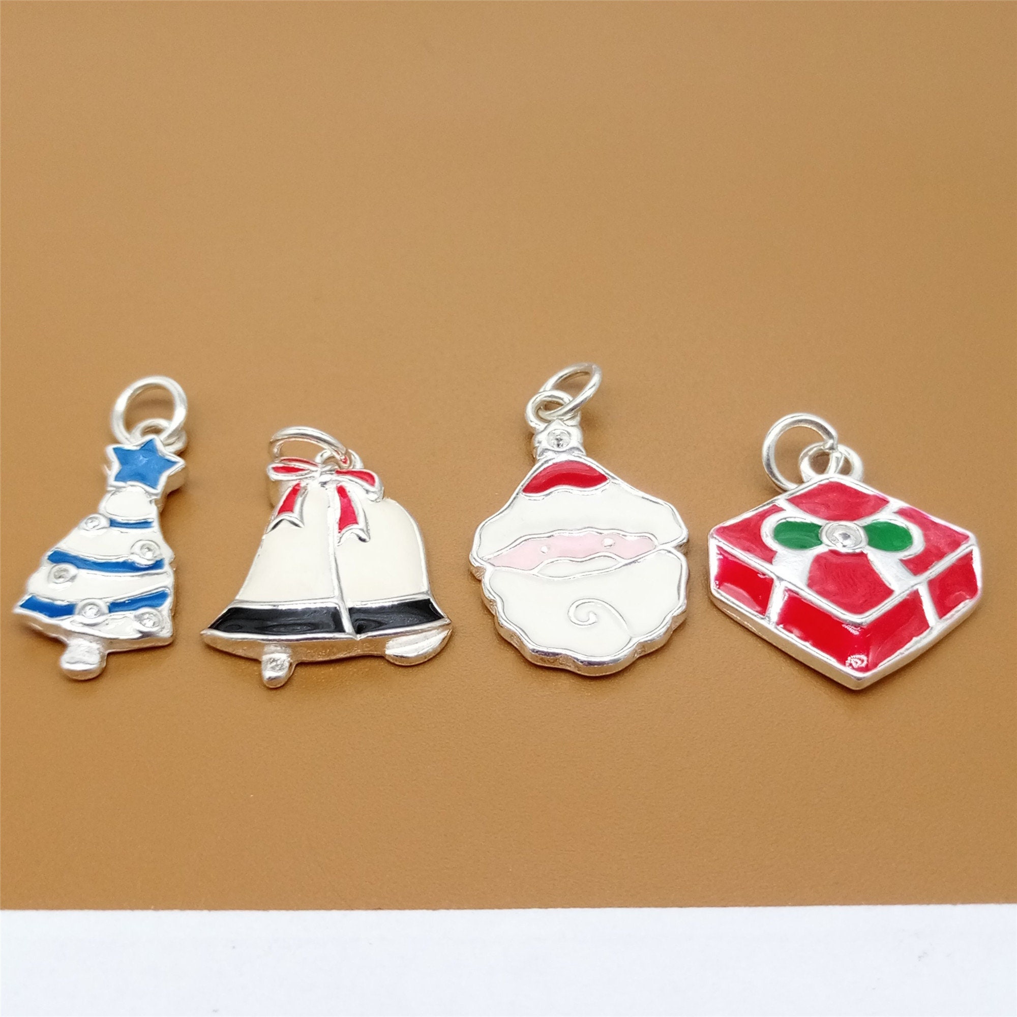 Sterling Silver Christmas Charms Santa Claus Charm Bell Etsy Christmas Charm