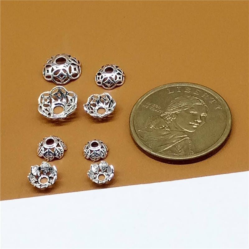 10 Sterling Silver Bead Caps 925 Stering Silver Bead Caps Etsy