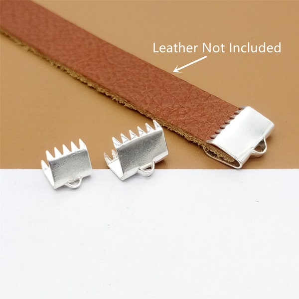 10 Sterling Silver Ribbon Crimp Ends, 925 Silver Ribbon Ends, Crimp Ends, Crimp Fastener, Leather Crimp Closures, Plain Leather End