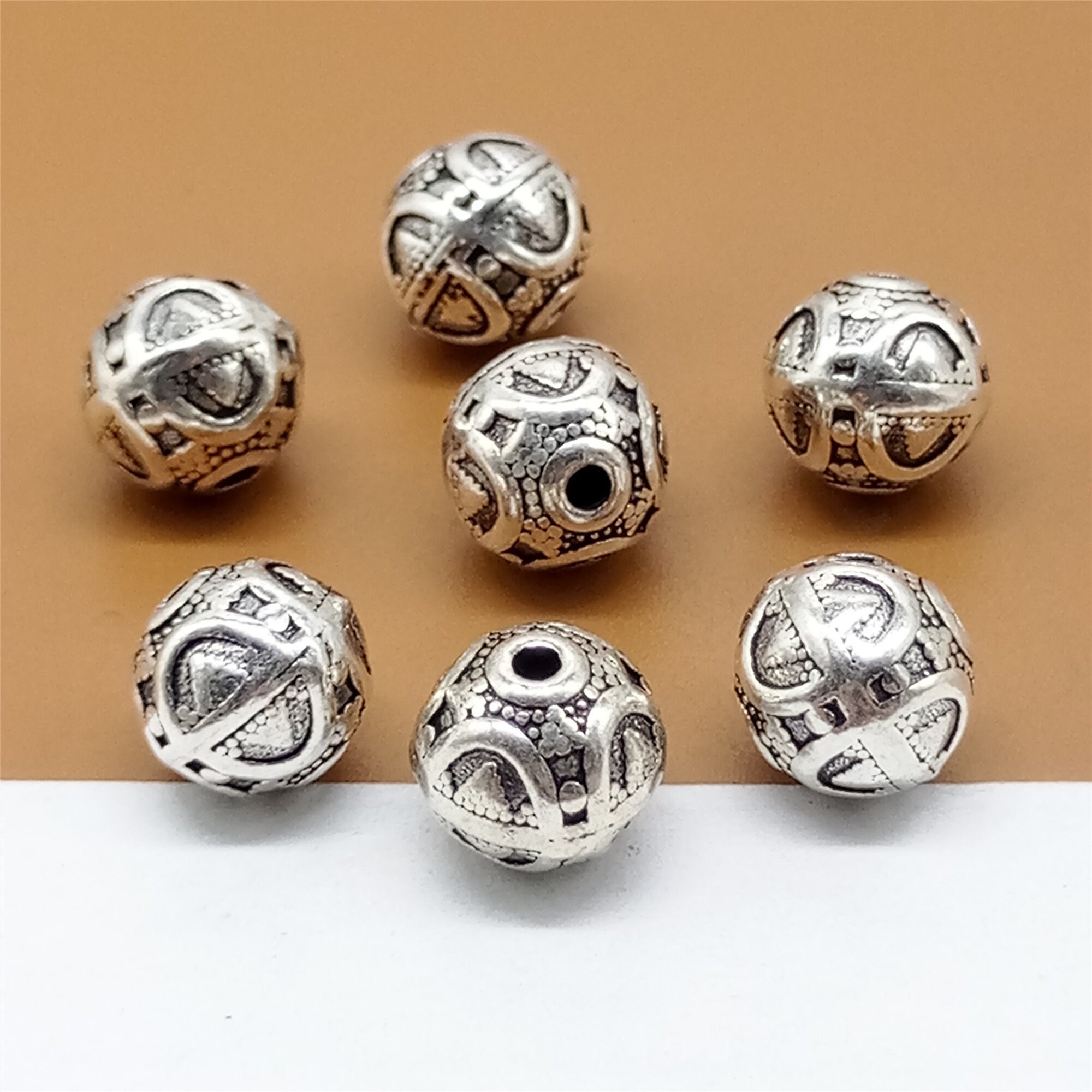 2 Sterling Silver Round Beads 8.5mm 925 Silver Round Bead W/ Etsy