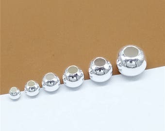 Sterling Silver Round Ball Beads, 925 Silver Round Beads, Bracelet Bead, Necklace Bead 3mm 3.5mm 4mm 4.5mm 5mm 5.5mm 6mm 7mm 8mm 10mm