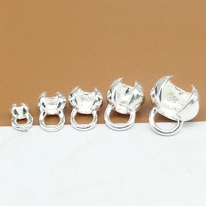 20 cuentas de plata esterlina con tapa de engarce y anillo de salto cerrado, cuentas de engarce de plata 925, fabricación de joyas con cuentas de tapa de 2,5 mm, 3 mm, 4 mm, 5 mm y 6 mm