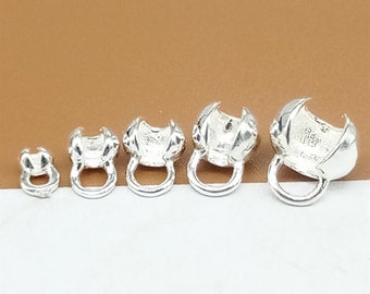 20 Sterling Silver Crimp Cover Beads with Closed Jump Ring, 925 Silver Crimp Beads, Cover Bead Jewelry Making 2.5mm 3mm 4mm 5mm 6mm