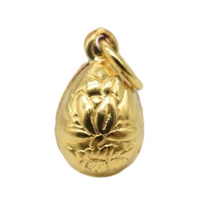 14K Gold Vermeil Style Lotus Bell Charm, 925 Sterling Silver Bell Charm One Micron 14K Gold Plated, Buddhism Yoga Charm, Necklace Charm
