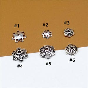 Sterling Silver Bead Caps, Bead Spacers, 925 Sterling Silver Flower Bead Caps, 925 Silver Leaf Bead Caps, Jewelry Findings