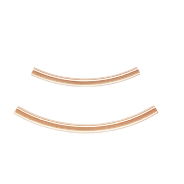 5pcs 14K Rose Gold Filled Curve Tube Beads, Rose Gold Filled Noodle Tube Bead, Plain Smooth Tube Bead, Jewelry Findings 2x25mm 2x30mm