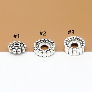8 Sterling Silver Spacer Beads for Bracelet Necklace, 925 Silver Tire Beads, Donut Beads, Small Bead, Oxidized Beads Jewelry Finding
