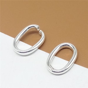 10 Sterling Silver Oval Jump Rings Open or Closed, 925 Silver Oval Jump Ring 14.5mm x 10mm with 2mm Thickness