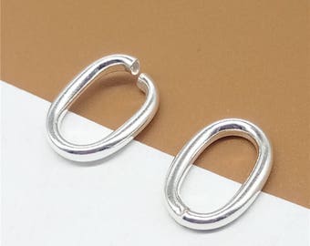10 Sterling Silver Oval Jump Rings Open or Closed, 925 Silver Oval Jump Ring 14.5mm x 10mm with 2mm Thickness