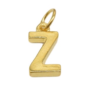 2 dijes de letra Z en oro vermeil de 18 quilates, dije de letra Z en plata de ley 925 con baño de oro de 18 quilates, dije para collar o pulsera.