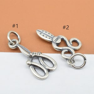 4 Sterling Silver Scissor Charms, 925 Silver Hairdresser Charm, Tailor Charm, Sewing Charm, Bracelet Charm, Necklace Charm