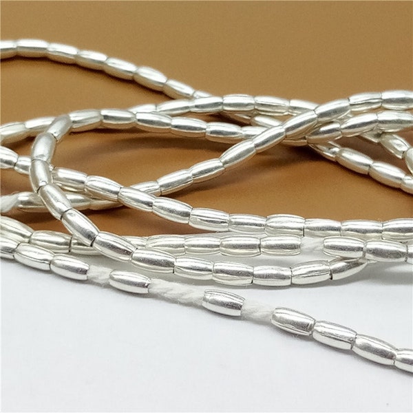 30 Karen Hill Tribe Silver Small Barrel Beads, Higher Silver Content than Sterling Silver