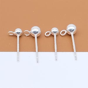 5 paar sterlingzilveren bolletjes met gesloten ringetje, 925 zilveren stiftoorbel, ronde kraalknop, stift met achterkant 3 mm 4 mm
