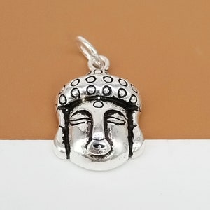 Sterling Silver Buddha Charm, 925 Sterling Silver Buddha Statue Charm, Buddhism Buddhist Charm for Yoga Meditation Necklace