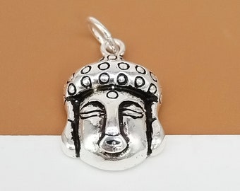 Ciondolo Buddha in argento sterling, ciondolo a forma di statua di Buddha in argento sterling 925, ciondolo buddista buddista per collana yoga e meditazione