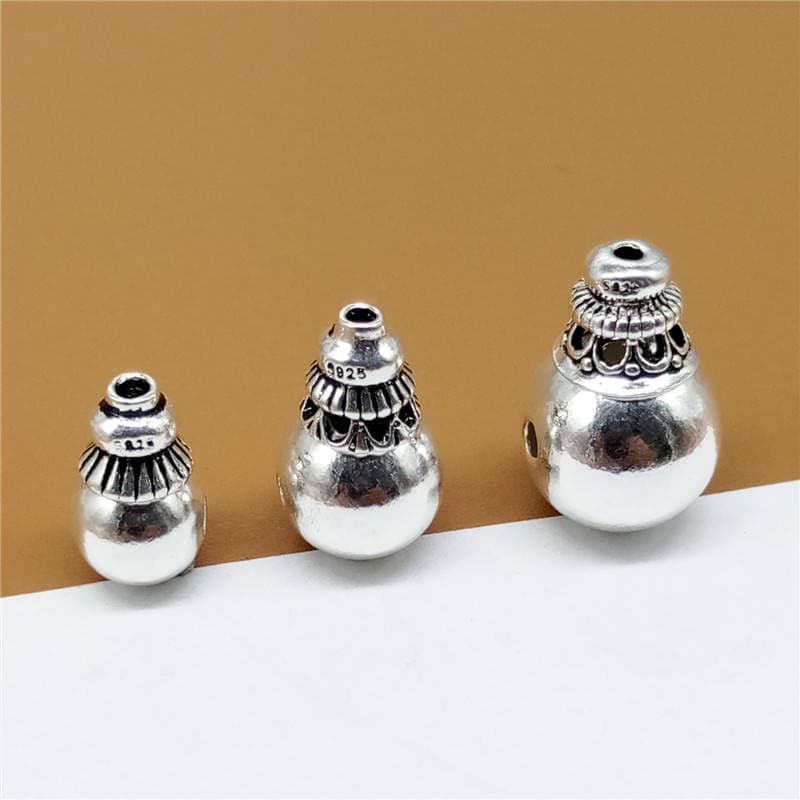 Perline Preghiera Argento 9mm 2 Perline In Argento Sterling A 3 Fori, Guru, Perline Di Preghiera In Argento 925, Perline Tibetane Guru Buddismo E Argento, Cod. ATF906 Argento Sterling 925 Prezzo