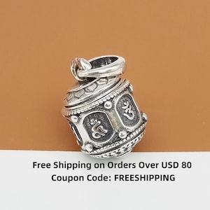 Ciondolo con medaglione Om in argento sterling, ciondolo con piccolo simbolo Shreem in argento 925, ciondolo Om mani padme hum, ciondolo per meditazione, scatola dei ricordi, scatola dei desideri