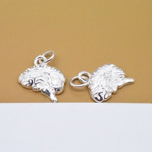 2 Sterling Silver Brain Charms, 925 Silver Body Organ Charm, Shiny Human Brain Charm, Anatomy Charm, Necklace Charm, Bracelet Charm