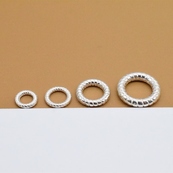 Sterling Silver Coiled Closed Jump Ring, 925 Silver Shiny Circle Bead Spacer, Ring Spacer for Bracelet Necklace Diameter 5mm 6mm 7.7mm 9.7mm