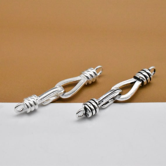 2 Sterling Silver Hook Clasps, 925 Silver Hook Clasp Connectors, Hook Connector, Bracelet Hook, Bracelet Clasp Connector, Necklace Clasp