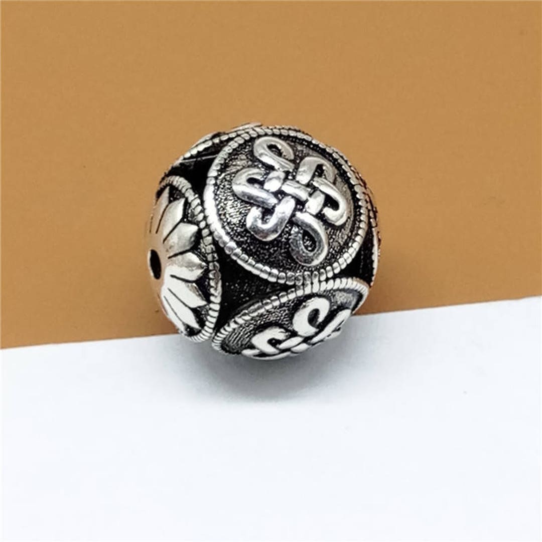 3 Sterling Silver Large Knot Beads 10mm, Sterling Knot Beads, 925