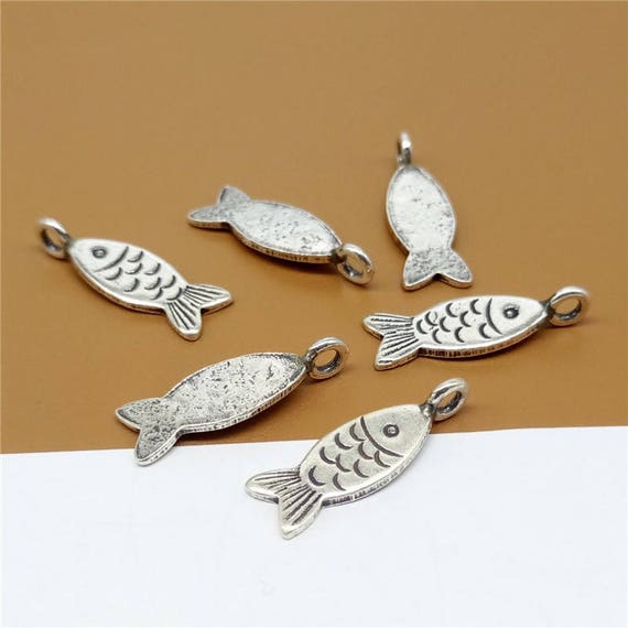 4 Karen Hill Tribe Silver Small Crab Charms TR1468 Higher Silver Content than Sterling Silver