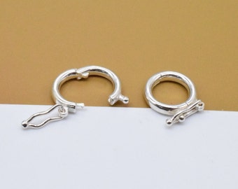 4 Sterling Silver Shiny Round Clasp, 925 Silver Circle Clasp, Lock Clasp, Holder Clasp, Round Lock Clasp, Bracelet Clasp, Necklace Clasp 9mm